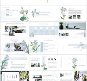 Small fresh hand drawn plants PowerPoint Templates