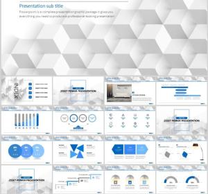 3D micro-stereo style PPT template for business report