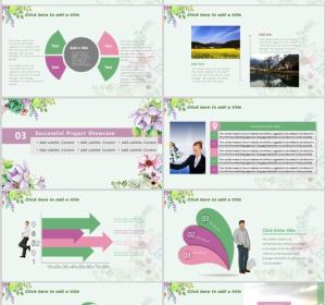 Hand drawn flowers summary report template