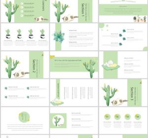 Watercolor cactus PowerPoint templates