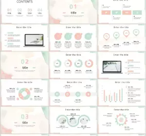 Fresh Watercolor smudge business PPT Templates