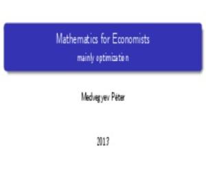 Mathematics for Economists